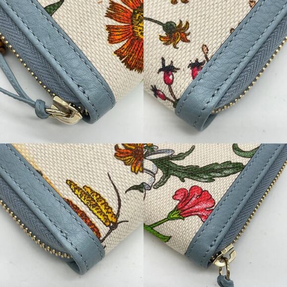Authentic GUCCI Floral Round Zipper Long Wallet Bamboo - Picture 8 of 11